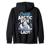 Crazy Arctic Fox Lady Wildlife Lover Zip Hoodie