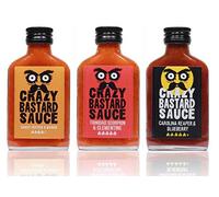 Crazy B Sauce - Sample set of 3 chili sauces with the worlds hottest peppers - Ghost Pepper & Mango, Trinidad Scorpion & Clementine, Carolina Reaper & Blueberry (3 x 100ml)