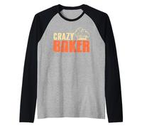 Crazy Baker Funny Pastry Chef Kitchen Humor Raglan Baseball Tee