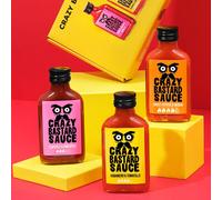 Crazy Bastard Sauce - Sample Set of 3 Hot Chili Sauces - Chipotle & Pineapple, Habanero & Tomatillo, and Ghost Pepper & Mango (3 x 100ml)