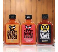 Crazy B Sauce - Sample set of 3 chili sauces with the worlds hottest peppers - Ghost Pepper & Mango, Trinidad Scorpion & Clementine, Carolina Reaper & Blueberry (3 x 100ml)