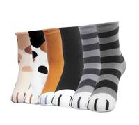 crazy bean 6 Pairs Womens Socks Cat Paws Cotton Socks Cute Cartoon Casual Women's Pattern Design Crew Socks Breathable Novelty Socks For Women Ladies Girls