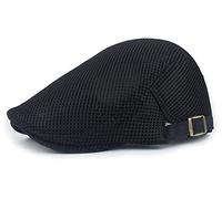 crazy bean Mens Flat Caps Breathable Mesh Summer Hat Adjustable Ivy Cap Cabbie Newsboy Beret(Black)