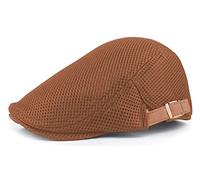 crazy bean Mens Flat Caps Breathable Mesh Summer Hat Adjustable Ivy Cap Cabbie Newsboy Beret（Brown）