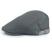 crazy bean Mens Flat Caps Breathable Mesh Summer Hat Adjustable Ivy Cap Cabbie Newsboy Beret（Gray）