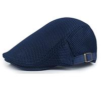crazy bean Mens Flat Caps Breathable Mesh Summer Hat Adjustable Ivy Cap Cabbie Newsboy Beret（Navy Blue）