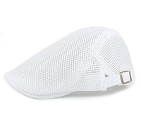 crazy bean Mens Flat Caps Breathable Mesh Summer Hat Adjustable Ivy Cap Cabbie Newsboy Beret（White）