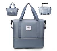 Crazy Bean Travel Duffle Bag Weekond Overnight Bags for Women Large Carry On Bag Expandable Sports Gym Bag with Trolley Sleeve for Vacation Shopping(Blue)