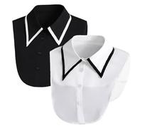crazy bean Women's 2 Pieces Detachable Half Shirt Blouse Elegant False Collar Dickey Collar for Women White/Black