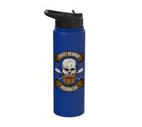 Crazy Bearded Paddler Skull Stand Up Surfing Paddle Boarding Stainless Steel Insulated Water Bottle
