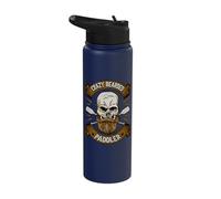 Crazy Bearded Paddler Skull Stand Up Surfing Paddle Boarding Stainless Steel Insulated Water Bottle