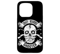 Crazy Bearded Shooter Skull Hunter Shooting Gun Hunting Case for iPhone 15 Pro