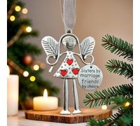 Crazy Beautiful Friends Forever Angel Ornament, Metal Christmas Angel Friendship Ornaments, Christmas Tree Hanging Ornaments, New Year Christmas Birthday Gift for Best Friends