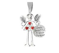 Crazy Beautiful Friends Forever, Christmas Angel Friendship Ornaments Gift, Metal Christmas Tree Hanging Ornament Decor, Guardian Angel Gift For Friends (You Are In My Heart)