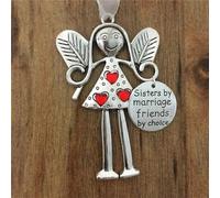 Crazy Beautiful Friends Forever - Christmas Angel Ornament, Metal Friendship Gift (Ruby)