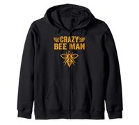 Crazy Bee Man Funny Apiarist Honeybee Beekeeping Beekeeper Zip Hoodie