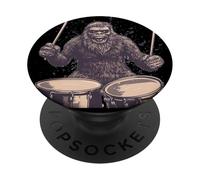 Crazy Bigfoot with Drums for Drummer and Rock Music Fans PopSockets Adhesive PopGrip