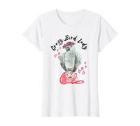 Crazy Bird Lady - African Grey Parrot Watercolor Value Graphic T-Shirt, Women, White, S