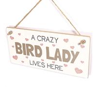 Crazy Bird Lady Lives Here Sign, Pink Heart Decor