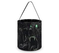Crazy Black Dogs with Glowing Eyes Halloween Tricking Or Treating Bucket Bags Reusable Candy Basket Tote Pumpkin Party Favor Bag