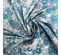Crazy Bold n Bright Daisy Polycotton Fabric Sold Per HALF METRE 112cm wide (WHITE) (HALF METRE)
