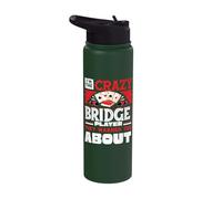 Crazy Bridge Player Warned About Bridge Card Game Player Stainless Steel Insulated Water Bottle