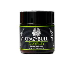 Crazy Bull Clay Play Hair Styler - Medium Hold Hair Clay with Low Shine, Semi-Matte Finish - Vegan, Water-Based Product with Bentonite Clay for Volumising, Defining, & Texturising - Sweet Apple Scent