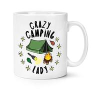 Crazy Camping Lady Stars 10oz Mug Cup
