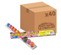Crazy Candy Factory Bubblegum Strips, Fruit Flavour Assortment Retro Sweets, 30 g (Pack of 40)
