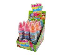 Crazy Candy Factory Double Duo Dunker, Fruit Flavour Dummy Lollipop & Sour Sherbet Dip, 32 g (Pack of 12)