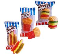 CRAZY CANDY FACTORY Fast Food Mini Gummy Sweets Gummy Burgers, HOT Dogs, Fries Mix