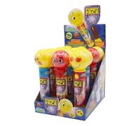 Crazy Candy Factory Funny Face Light Pops, Fruit Flavour Lollipop With Light Up Emoji Head, 11 g (Pack of 12)