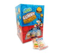 Crazy Candy Factory Gummy Mini Burgers 100 x 10g Bulk Bag | Individually Wrapped Fruit Flavour Chewy Sweets | Fun Novelty Treats for Party Bags and Sharing