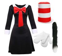 Crazy Cat Costume Set - Hat, Gloves & Tail I Love Fancy Dress Black Medium