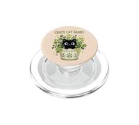 Crazy Cat Daddy Funny Black Cat Plant Pot Botanical Green PopSockets PopGrip for MagSafe