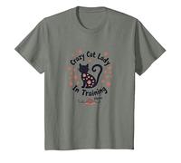 Crazy Cat Lady in Training Meow T-Shirt, Kids, Olive Heather, 10 Years