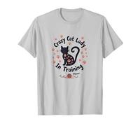 Crazy Cat Lady in Training Meow T-Shirt, Men, Silver, XXL