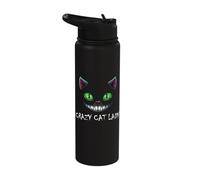 Crazy Cat Lady Laughing Psycho Cat Kitten Meme Stainless Steel Insulated Water Bottle