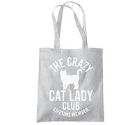 Crazy Cat Lady Lifetime Member - Tote Shopping Bag - Funny Cat Kitten One size grey