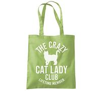 Crazy Cat Lady Lifetime Member - Tote Shopping Bag - Funny Cat Kitten One size kiwi green