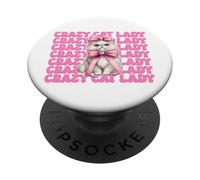 Crazy Cat Lady Persian Cat Girl Cat Mom Pink Coquette Bow PopSockets Adhesive PopGrip