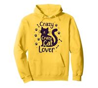 Crazy Cat Lover: Playful Feline Enthusiast Gift Pullover Hoodie, Adult Unisex, Lemon, L