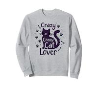 Crazy Cat Lover: Playful Feline Enthusiast Gift Sweatshirt, Adult Unisex, Heather Grey, L