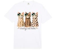 Crazy Cat Mom Leopard Print Polka Dot Plaid Pattern Cats Comfort Colors Adult Heavyweight T-Shirt
