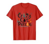 Crazy Cat Person: Feline Lover's Whimsical Art T-Shirt, Men, Red, L