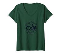 Crazy Cat Person Forever Whimsical Feline Lover V-Neck T-Shirt, Women, Forest Green, M