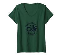 Crazy Cat Person Forever Whimsical Feline Lover V-Neck T-Shirt, Women, Forest Green, S