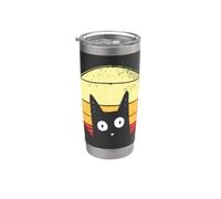 Crazy Cat Retro Sunset Distressed Funny P Boo Kitten Stainless Steel Insulated Tumbler