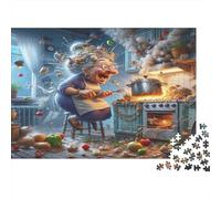 Crazy Chef Chaos 1000 Pc DIY Jigsaw Puzzle 12+ Adults Kids Fun Challenging Family Game Beautiful Home Wall Decoration 52x38cm/1000pcs