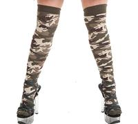 Crazy Chick® Adult Ladies Army Outfit Set Fancy Dress Soldier Military Uniform Women's (One Size, Camouflage Socks)